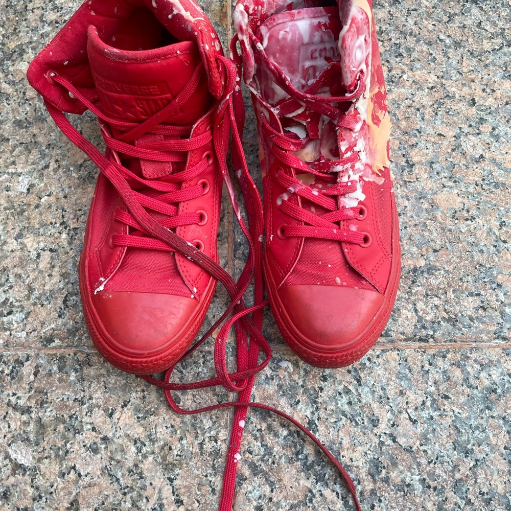 Converse: red size 8 women’s converse sneakers. Men’s 6.